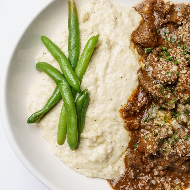 Beef Tips & Grits.